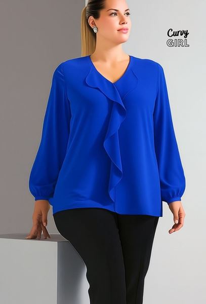 Picture of CURVY GIRL ELEGANT BLOUSE WITH FRILL